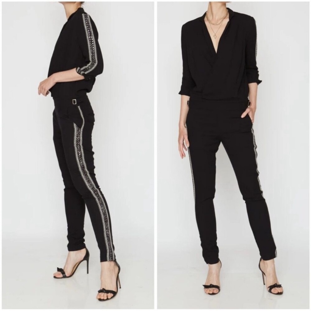 Caballero Womens Elle Jumpsuit Sequin Trim Pockets